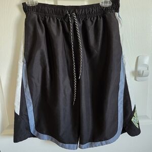 Nike Swim Trunks Mens Black Gray Medium Shorts Drawstring Lime Green   Pockets M